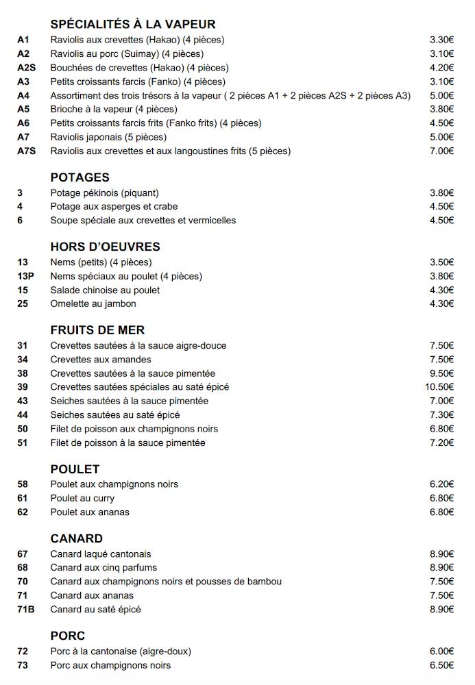 Chez Huang des Pyrénées - Menu Image 2